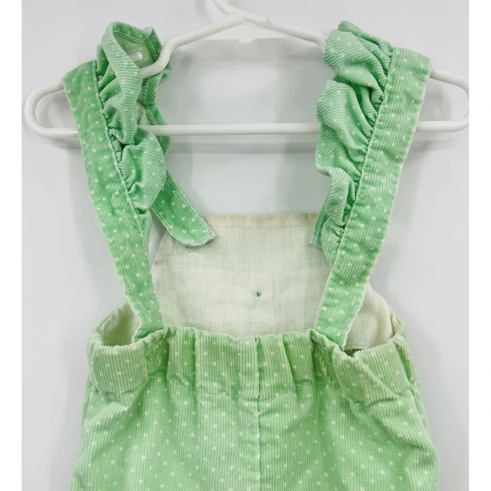 Vintage Healthtex Polka Dot Corduroy Overalls Size 3 Months Ruffles